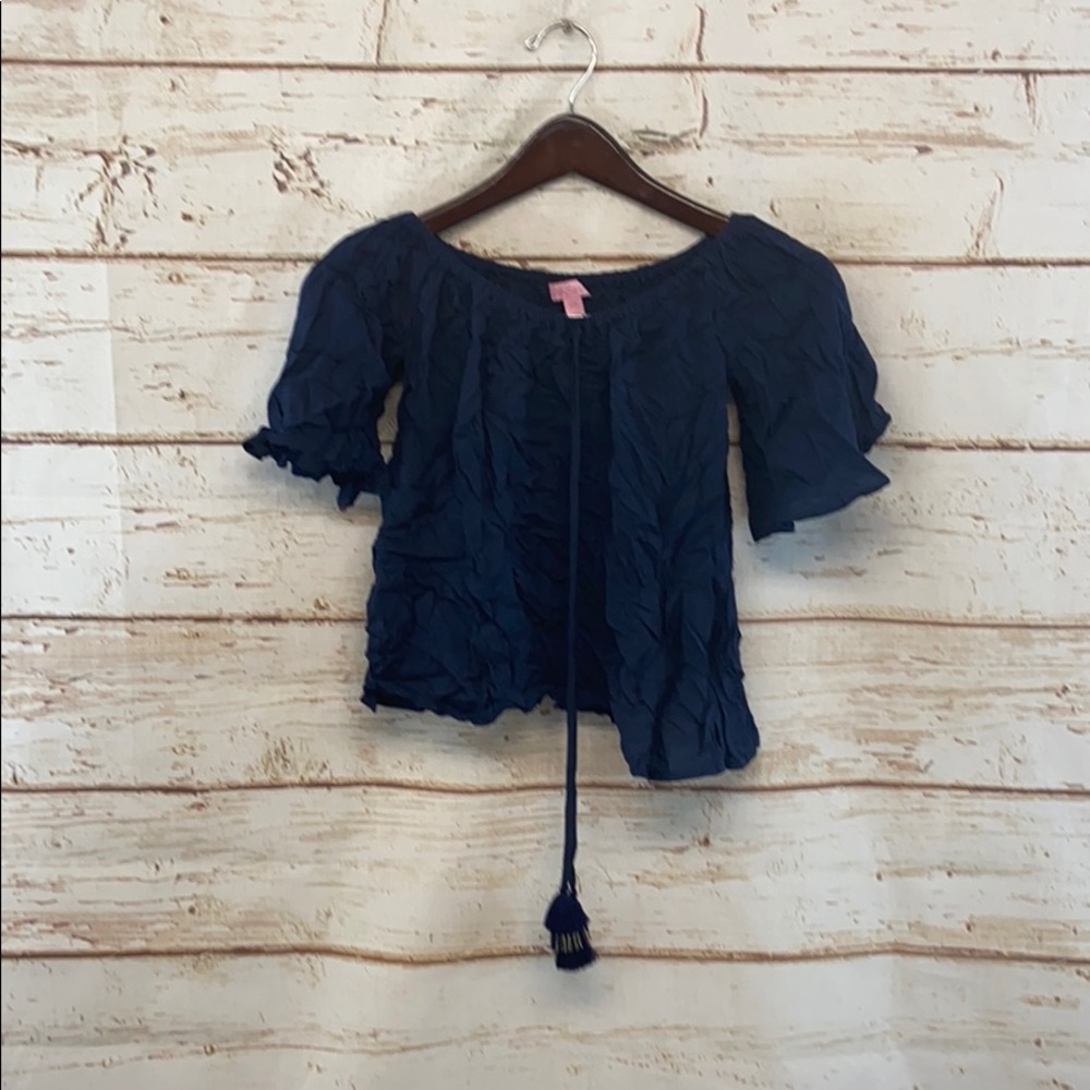 Lilly Pulitzer Satin Off The Shoulder Top - Picture 2 of 6